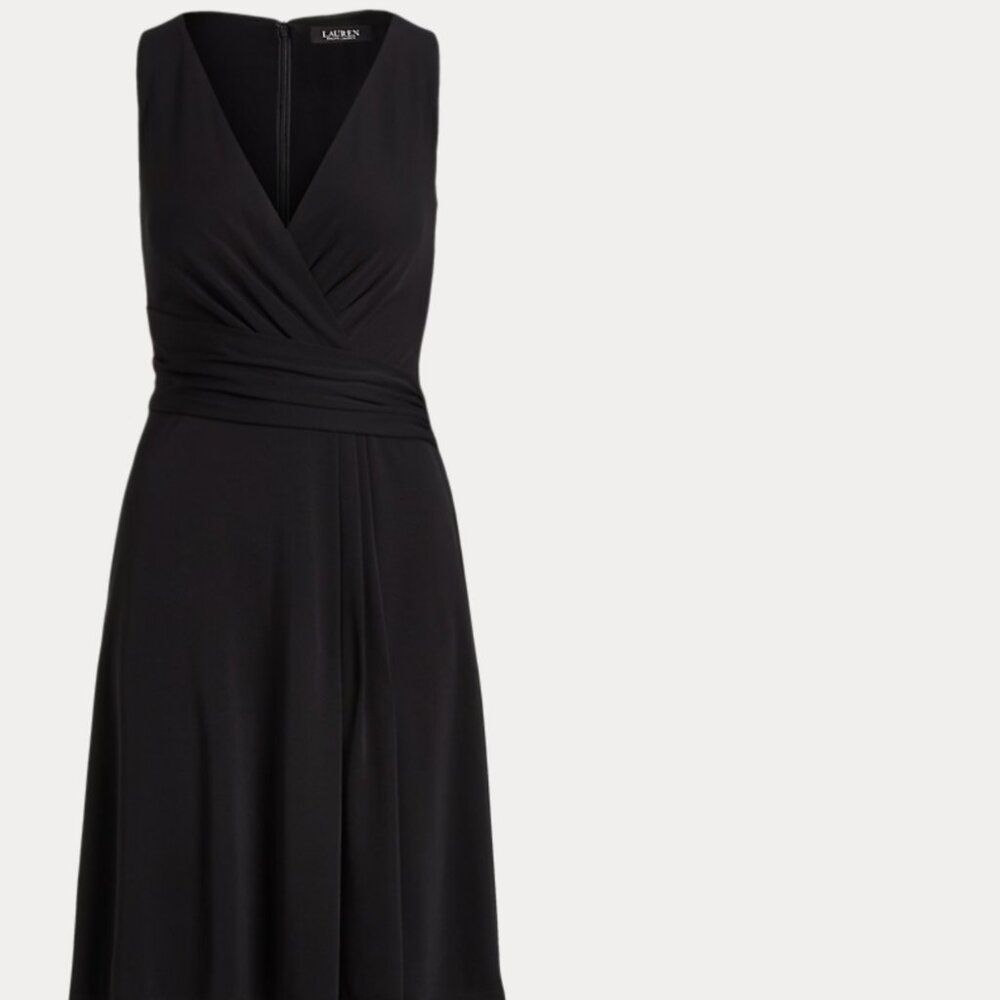 Ralph Lauren NWT $125. Women Black Dress 14 Sleeveless Fit &Flare Cocktail Lined - Picture 2 of 9